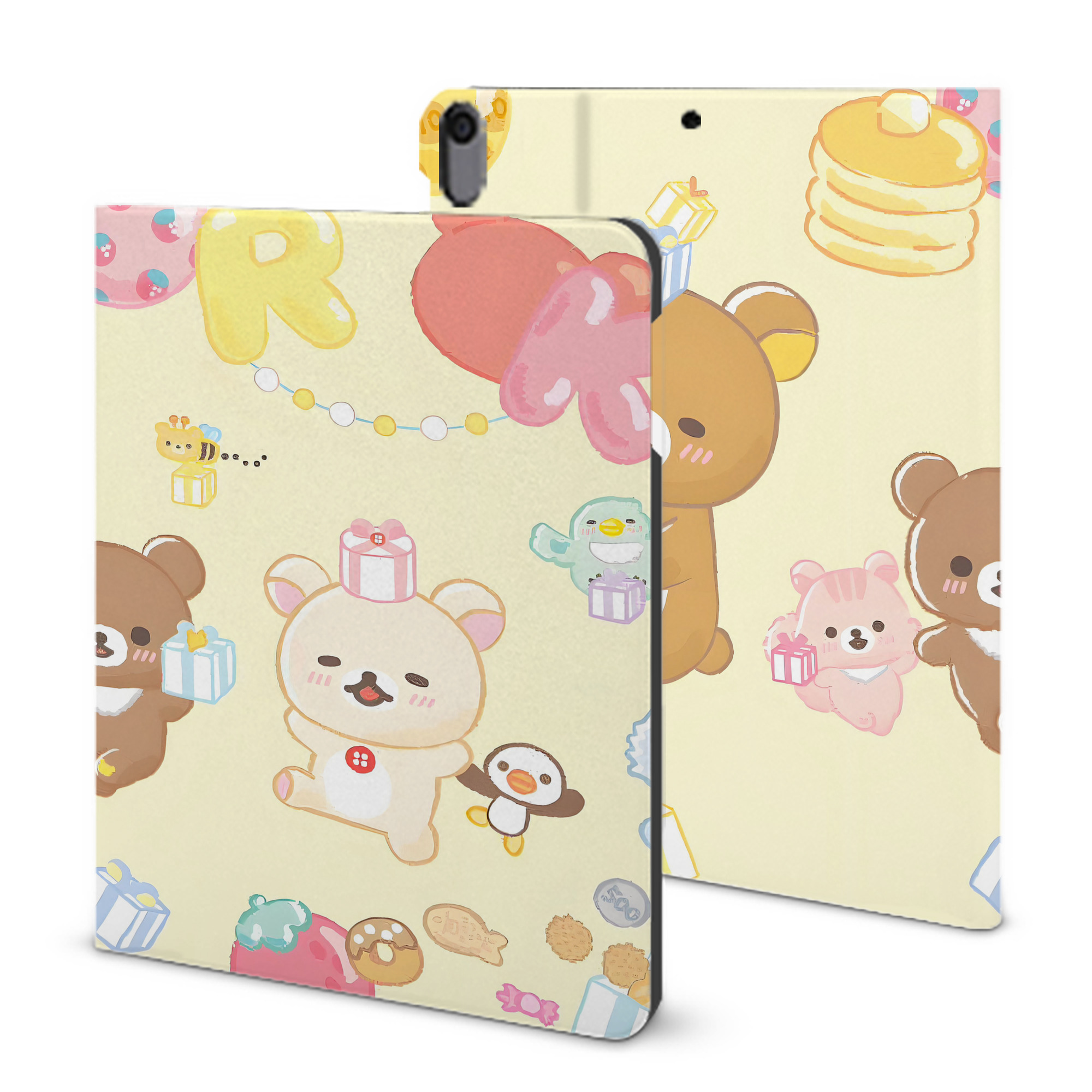 （画像用） リラックマ リラックマ キイロイトリ Rilakkuma Korilakkuma Kiiroitori IPad ケース ブック型 PUレザー TPU 耐衝撃 軽量 薄型 ペン収納なし 全面保護 IPad 各モデル対応